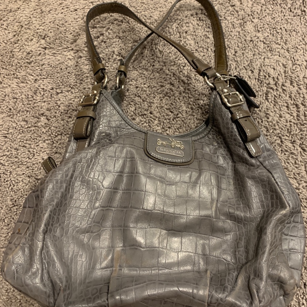 Gray Leather Coach Purse